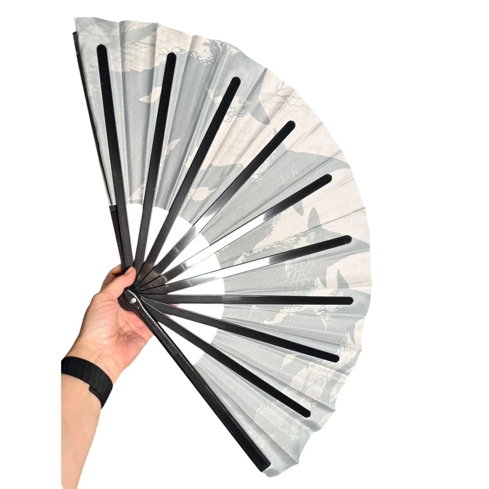 Witch Coven Accordion Hand Fan Large Gothic Black Tan Festival Halloween Prop